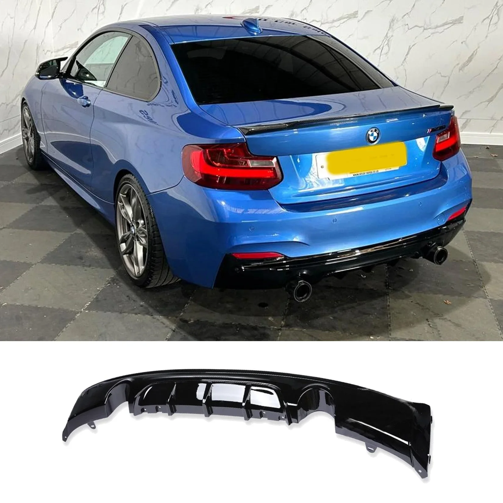 Gloss Black Rear Diffuser for BMW 2 Series F22 (2013-2018) M Sport Dual Exit