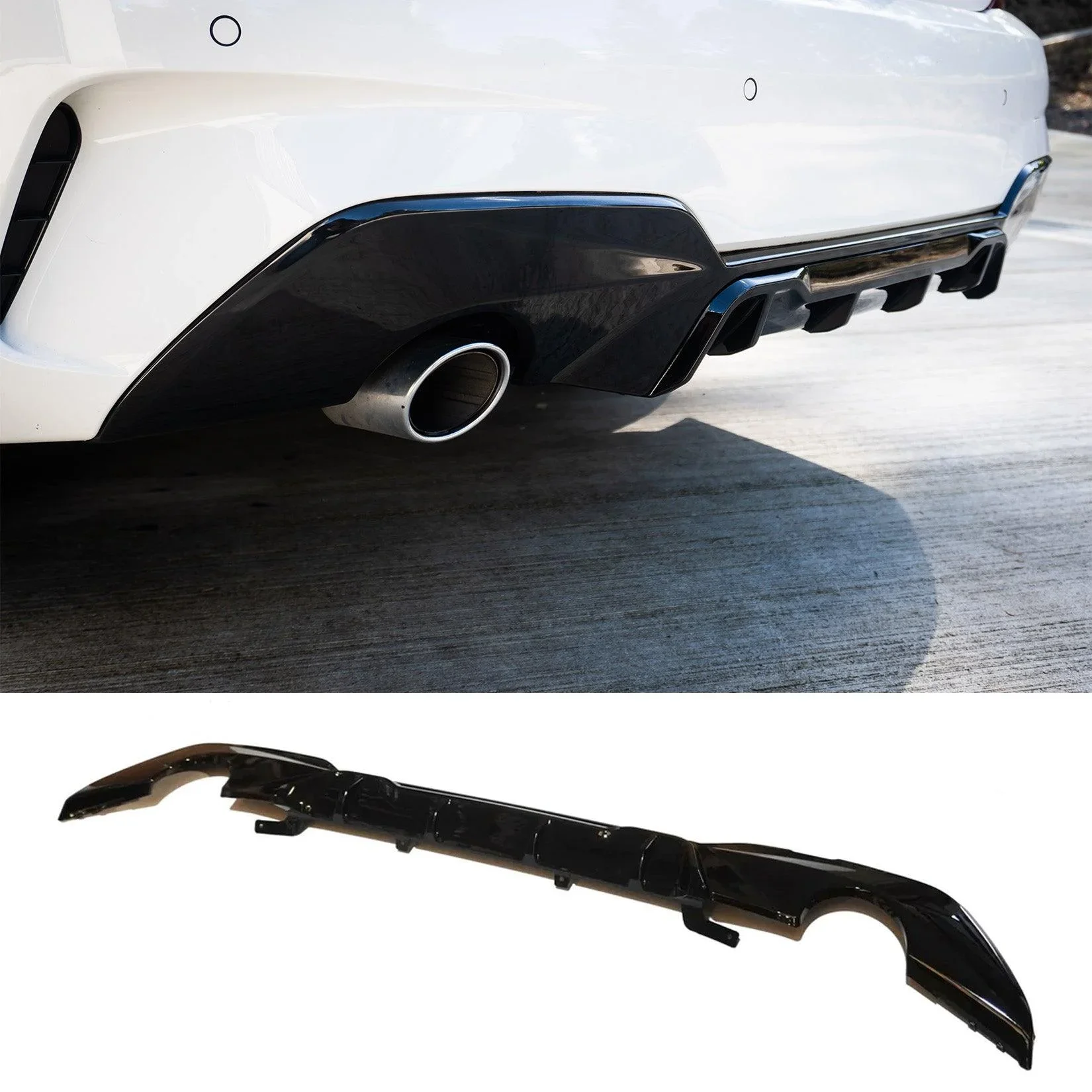 Gloss Black Rear Diffuser for BMW 3 Series G20 (2019-2021) Dual Exit