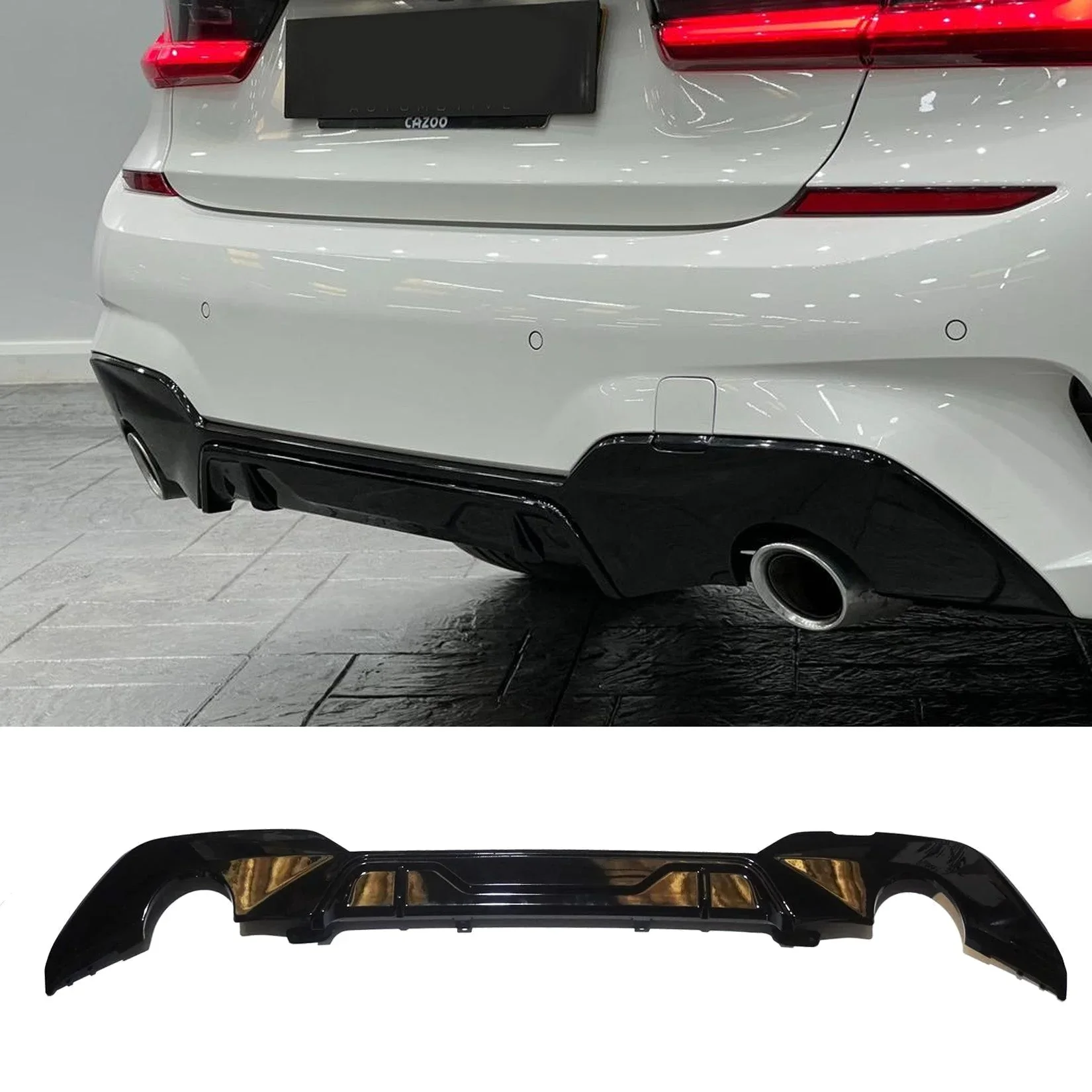 Gloss Black Rear Diffuser for BMW 3 Series G20 G21 (2018-2021) M Sport Dual Exit
