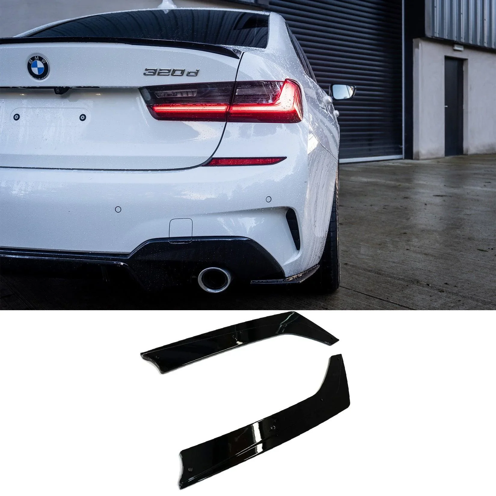 Gloss Black Rear Spats for BMW 3 Series G20 M Sport