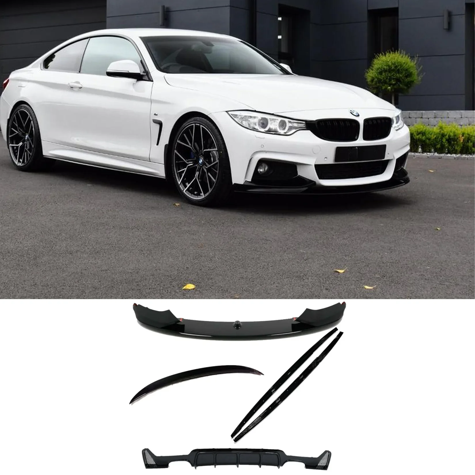 Gloss Black Full Body Kit for BMW 4 Series F32 (2014-2020) M Sport Quad Exit