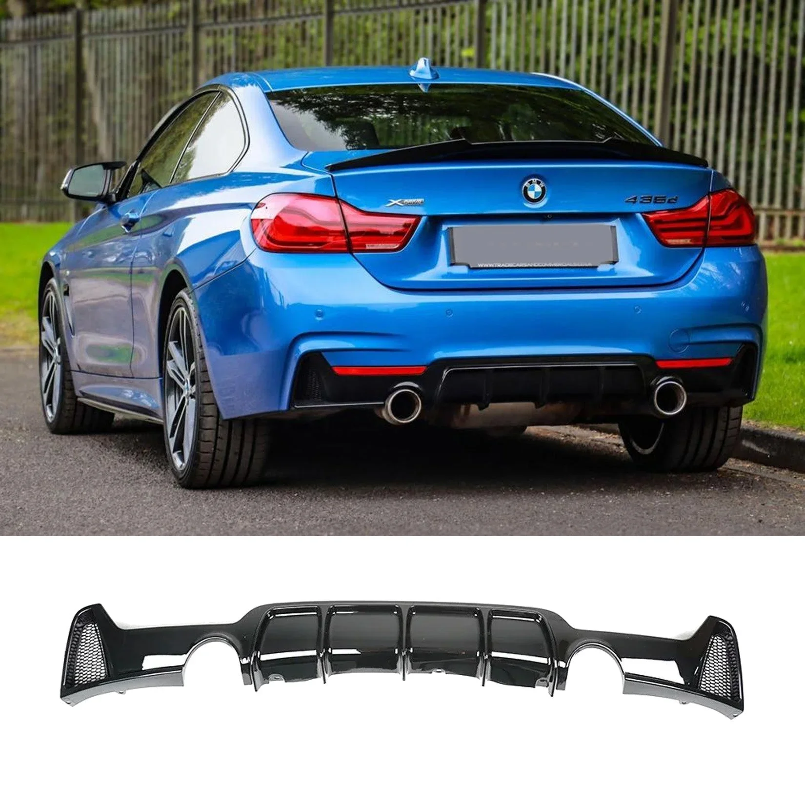 Gloss Black V2 Rear Diffuser for BMW 4 Series F32 F36 (2014-2020) M Sport Dual Exit