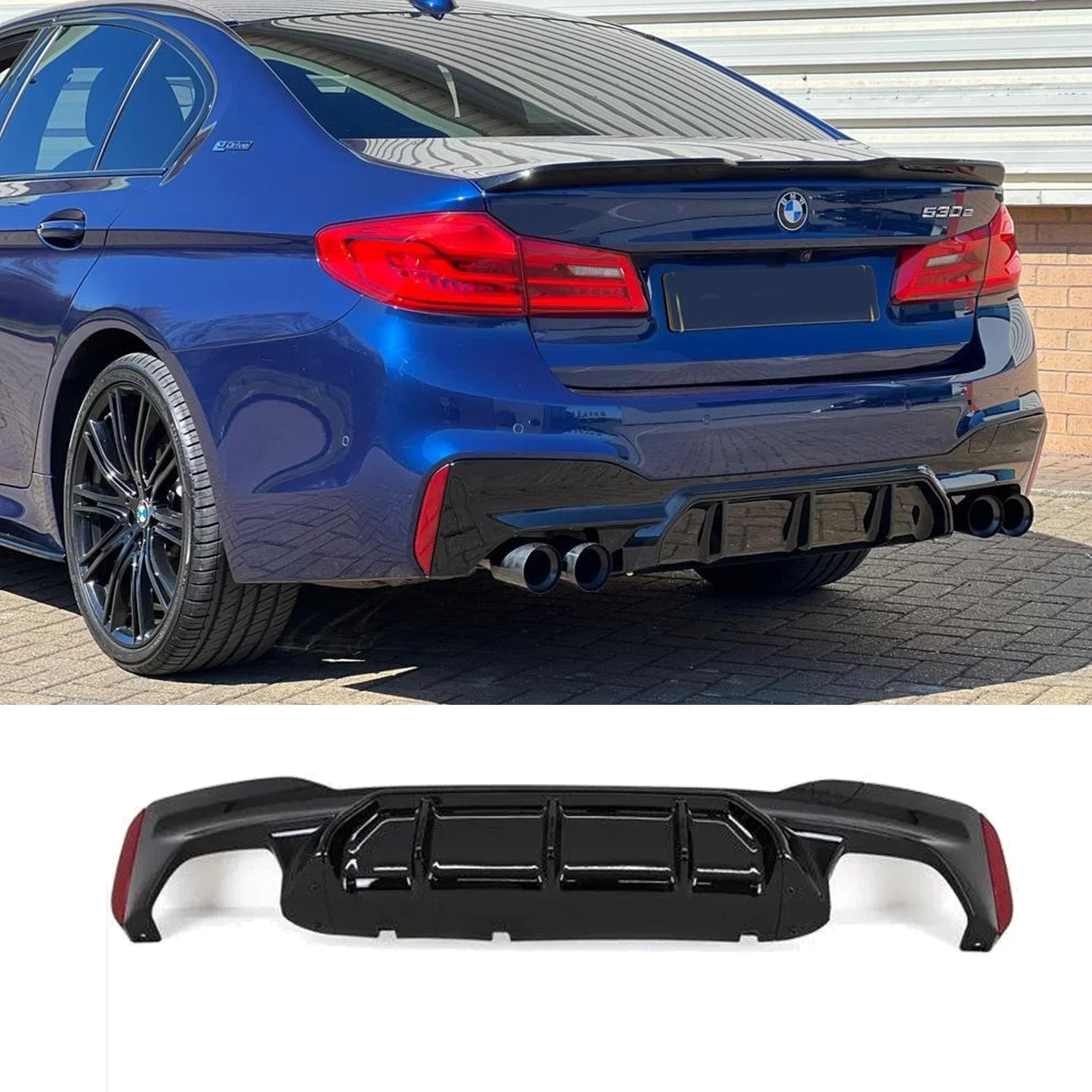 Gloss Black M5 Style Rear Diffuser for BMW 5 Series G30 G31 (2017-2024) M Sport Quad Exit