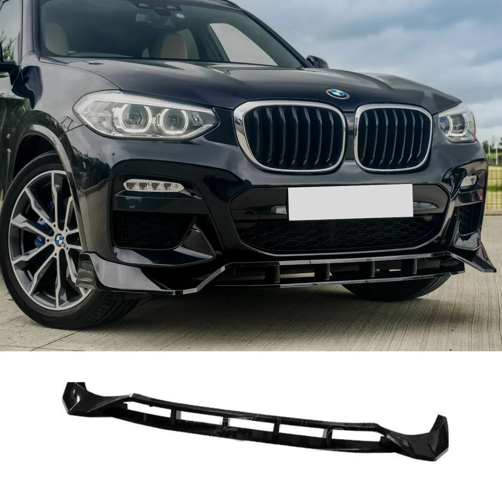 Gloss Black V1 Front Splitter for BMW X3 G01 (2017-2021) M Sport