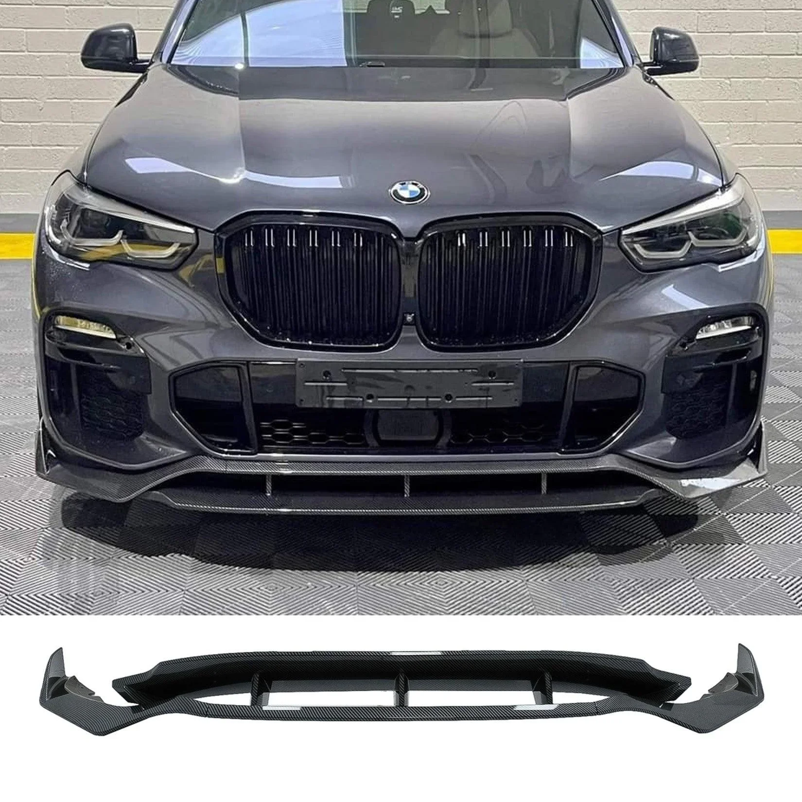 Carbon Look Black Knight Front Splitter for BMW X5 G05 (2018-2022) M Sport