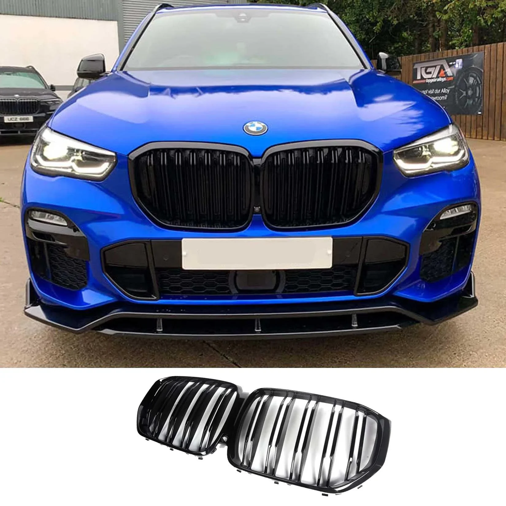 Gloss Black Double Slat Front Grille for BMW X5 G05 (2018-2022)