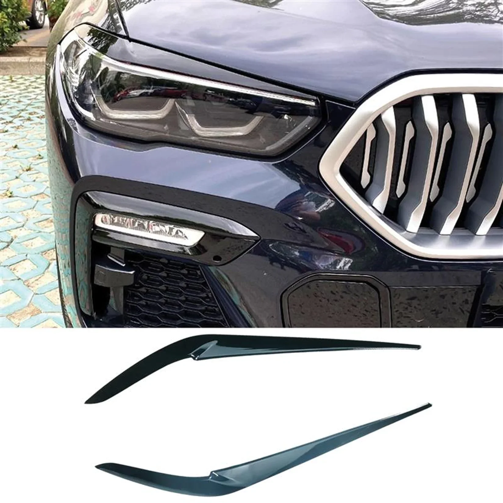 Gloss Black Headlight Brows for BMW X5 G05 (2019-2023)
