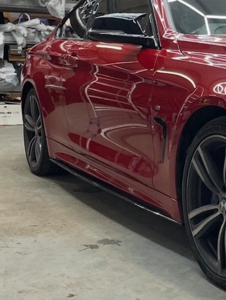 BMW F32 4 Series gloss black side skirt fitted at Body Styling Ireland Galway