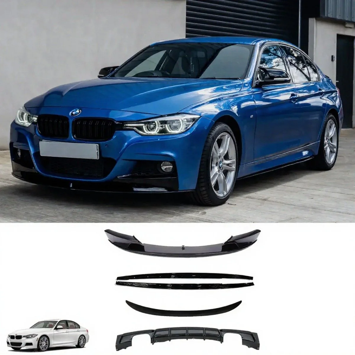 Gloss Black Full Body Kit for BMW 3 Series F30 (2012-2018) M Sport Dual Exit