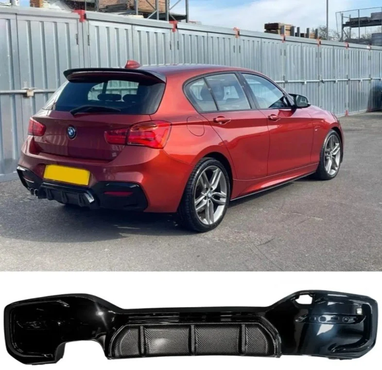 Carbon Look Rear Diffuser for BMW 1 Series F20 (2015-2019) M Sport Dual Exit Left