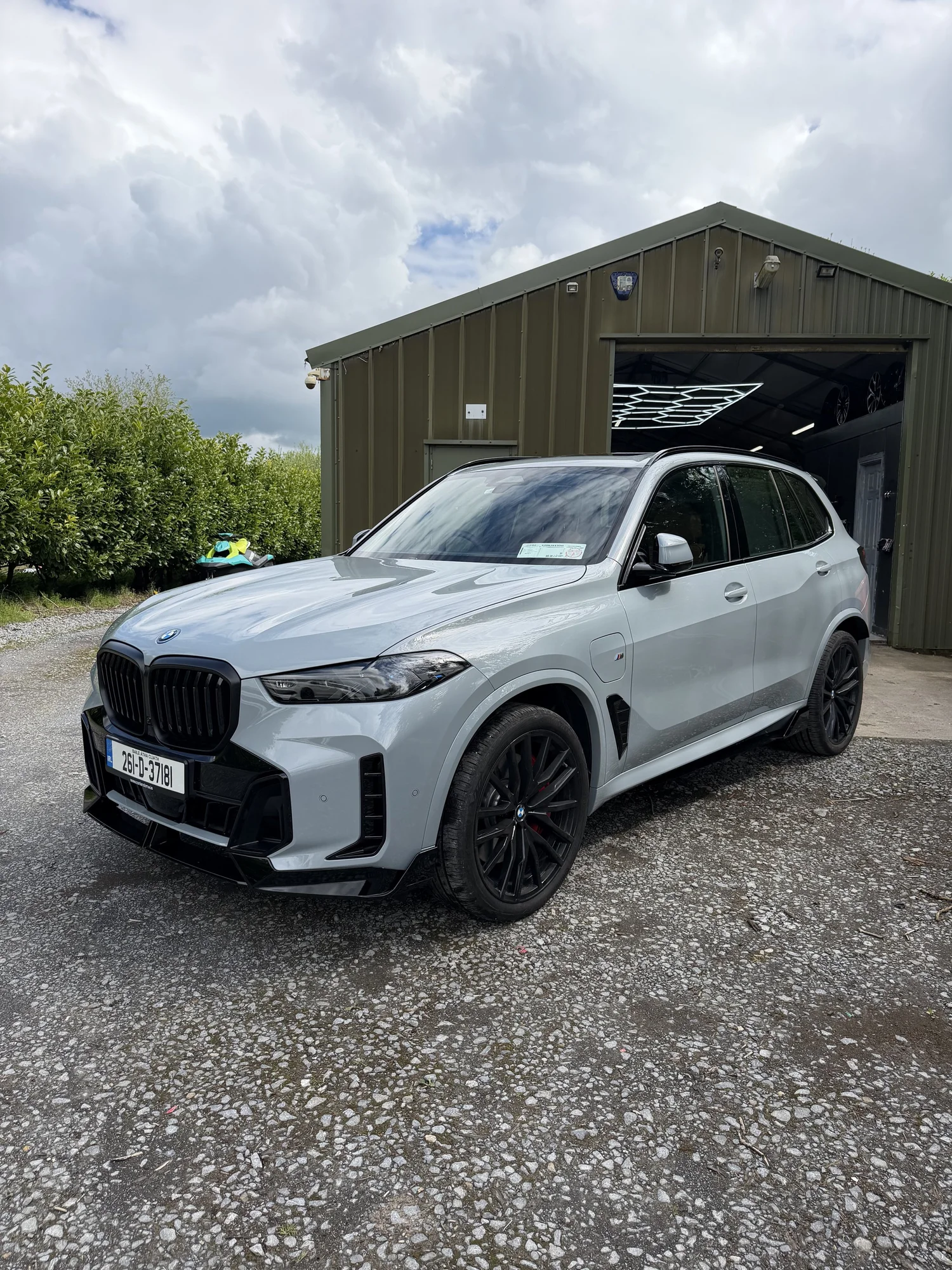 BMW X5 LCI with front lip spoiler and side skirts professionally fitted at Body Styling Ireland workshop in Craughwell, Co. Galway