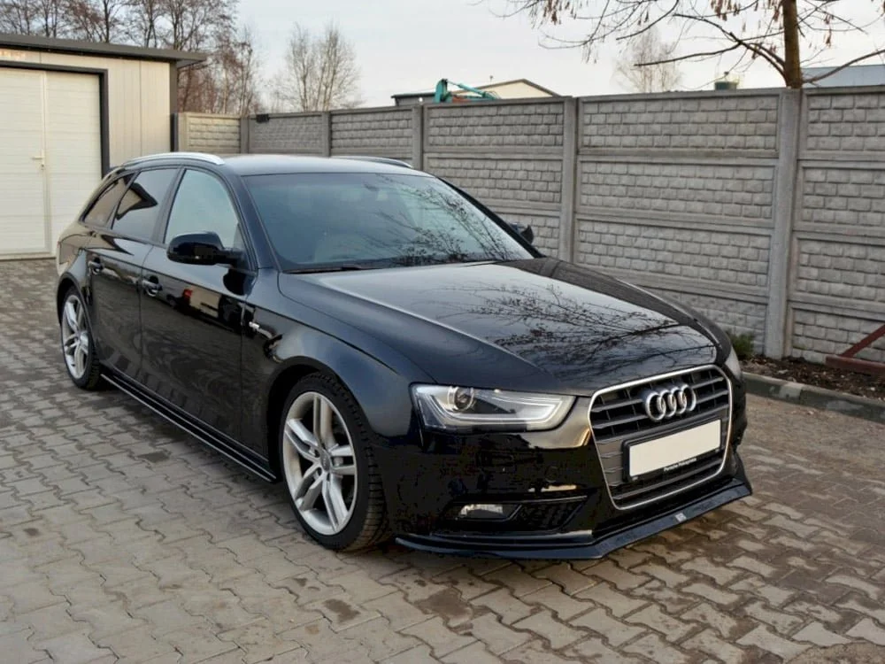 Gloss Black V.2 Front Splitter for Audi A4 B8 Facelift Sedan & Avant (2011-2015)