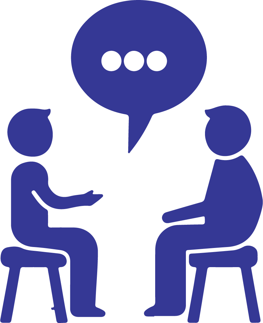 Comprehensive Case Management Image - youth and case manager speaking animated icon