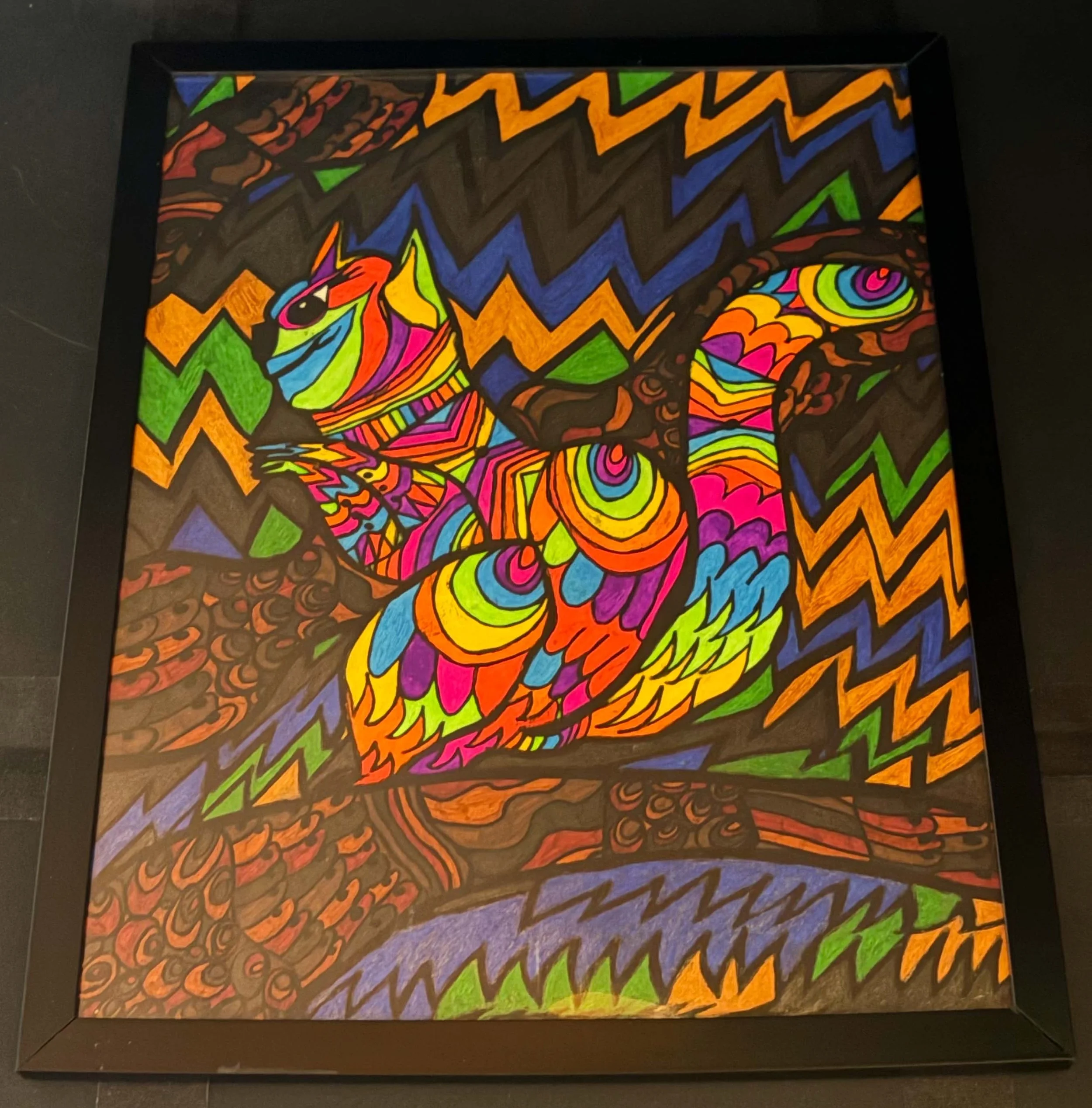 Neon Squirrel in a Tree(Click or hover over image for Close up)