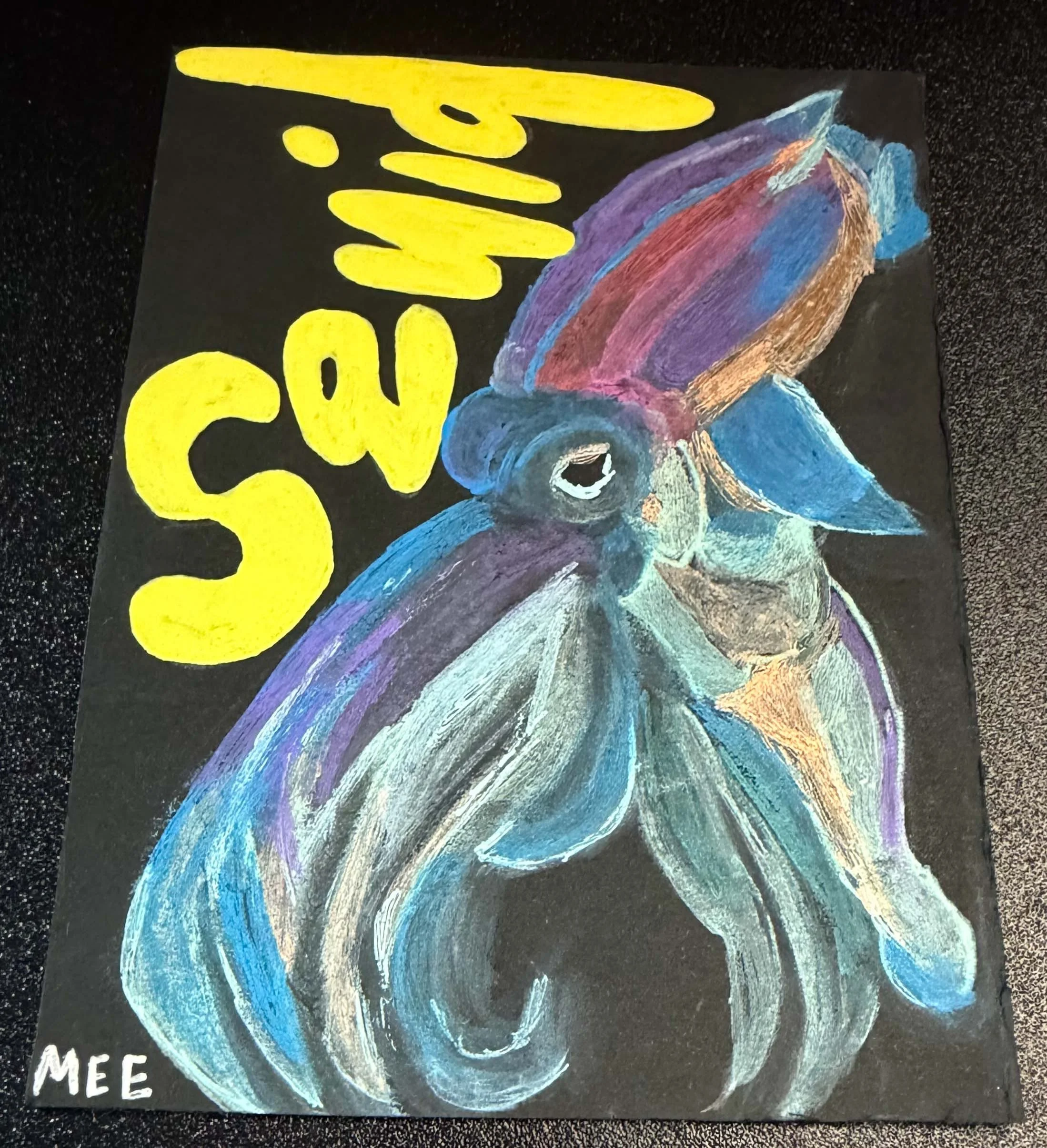 Black Light Squid  Magnet