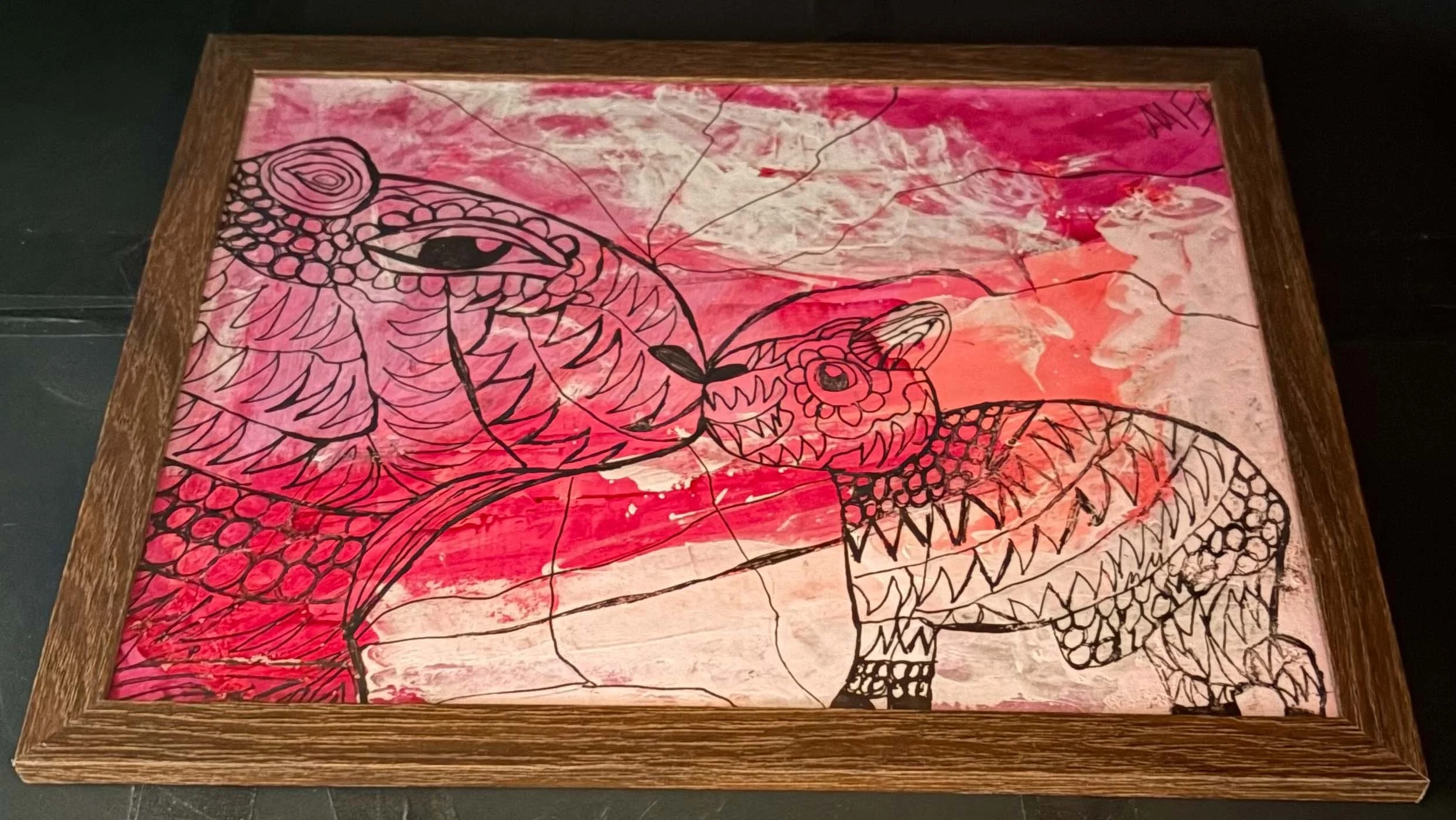 Up Cycled Pink Mamma and Baby Capybara(Click or hover over image for Close up)