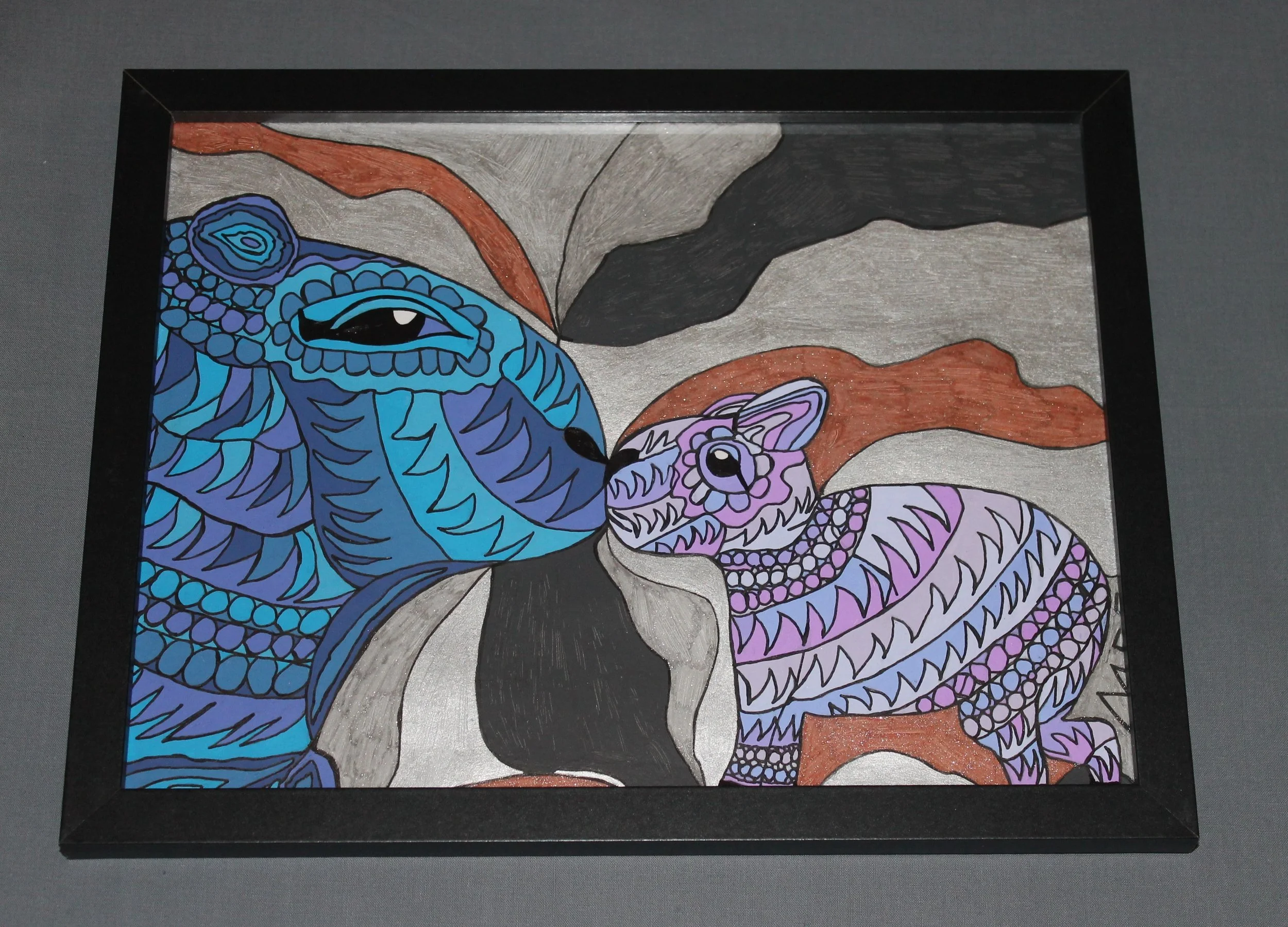 Blue Momma and Purple Baby Capybara