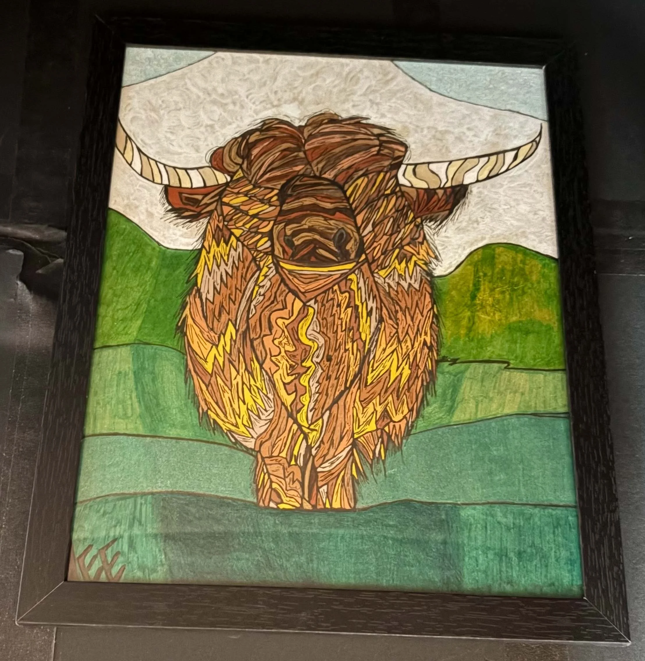 Highland Cow with Yellow(Click or hover over image for Close up)