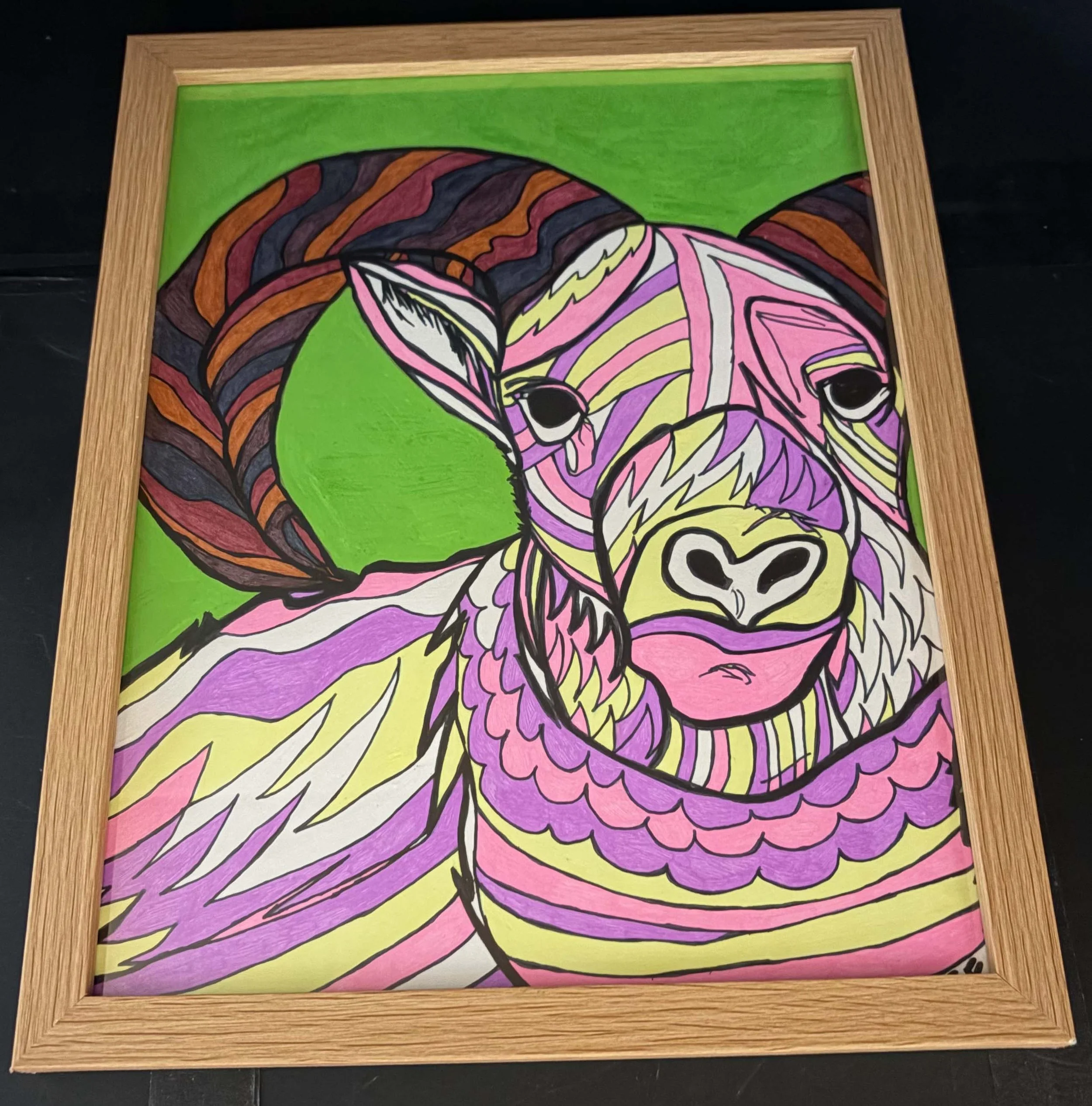 Pastel Ram with Green Background(Click or hover over image for Close up)