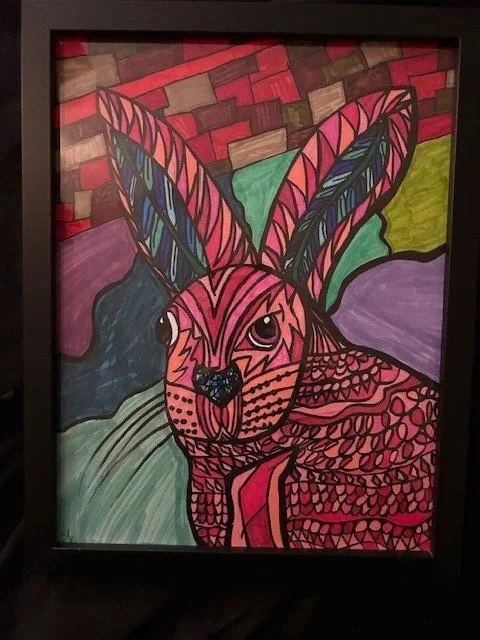 Pink Rabbit with a Brick Wall