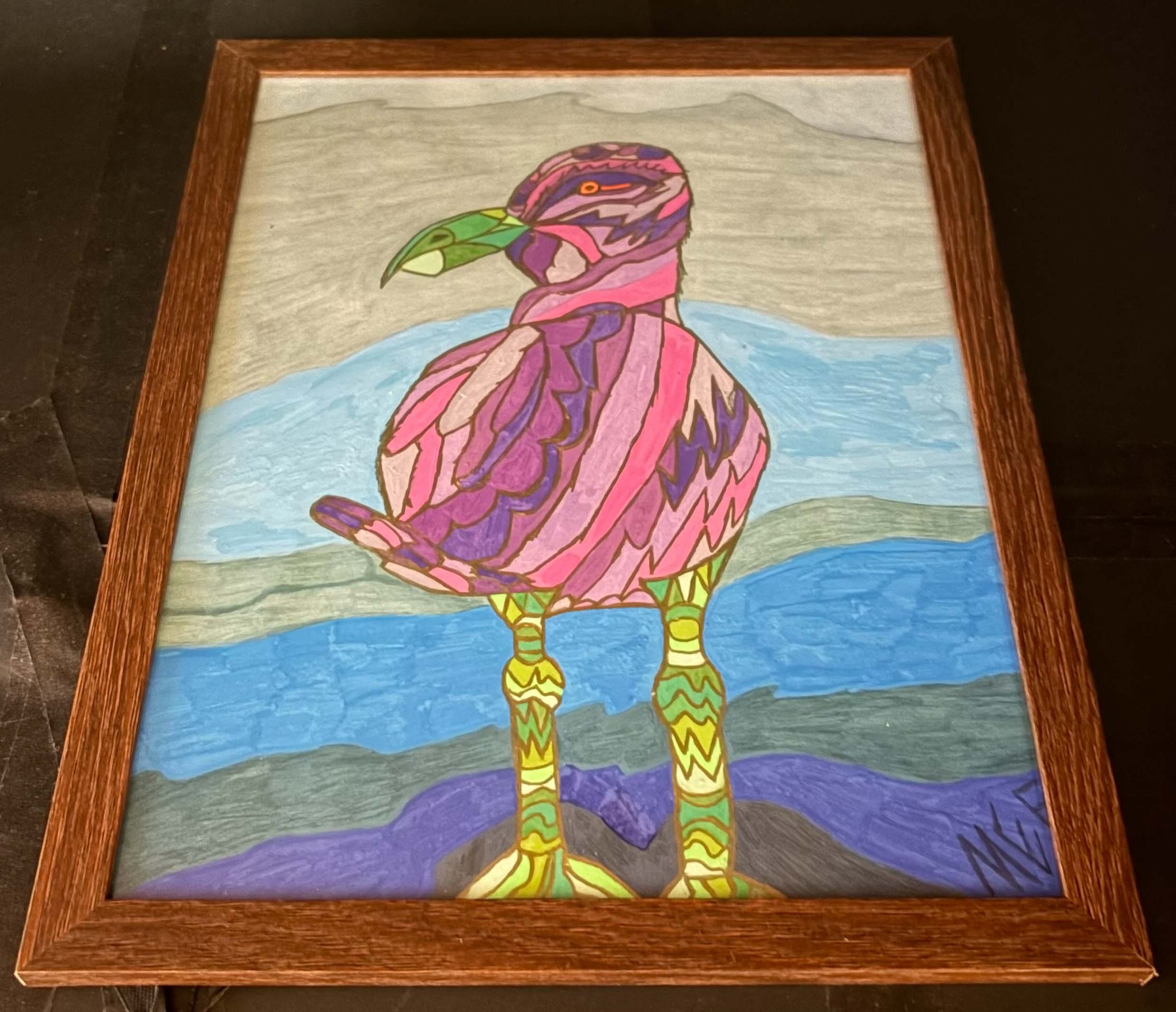 Purple and Green Seagull(Click or hover over image for Close up)