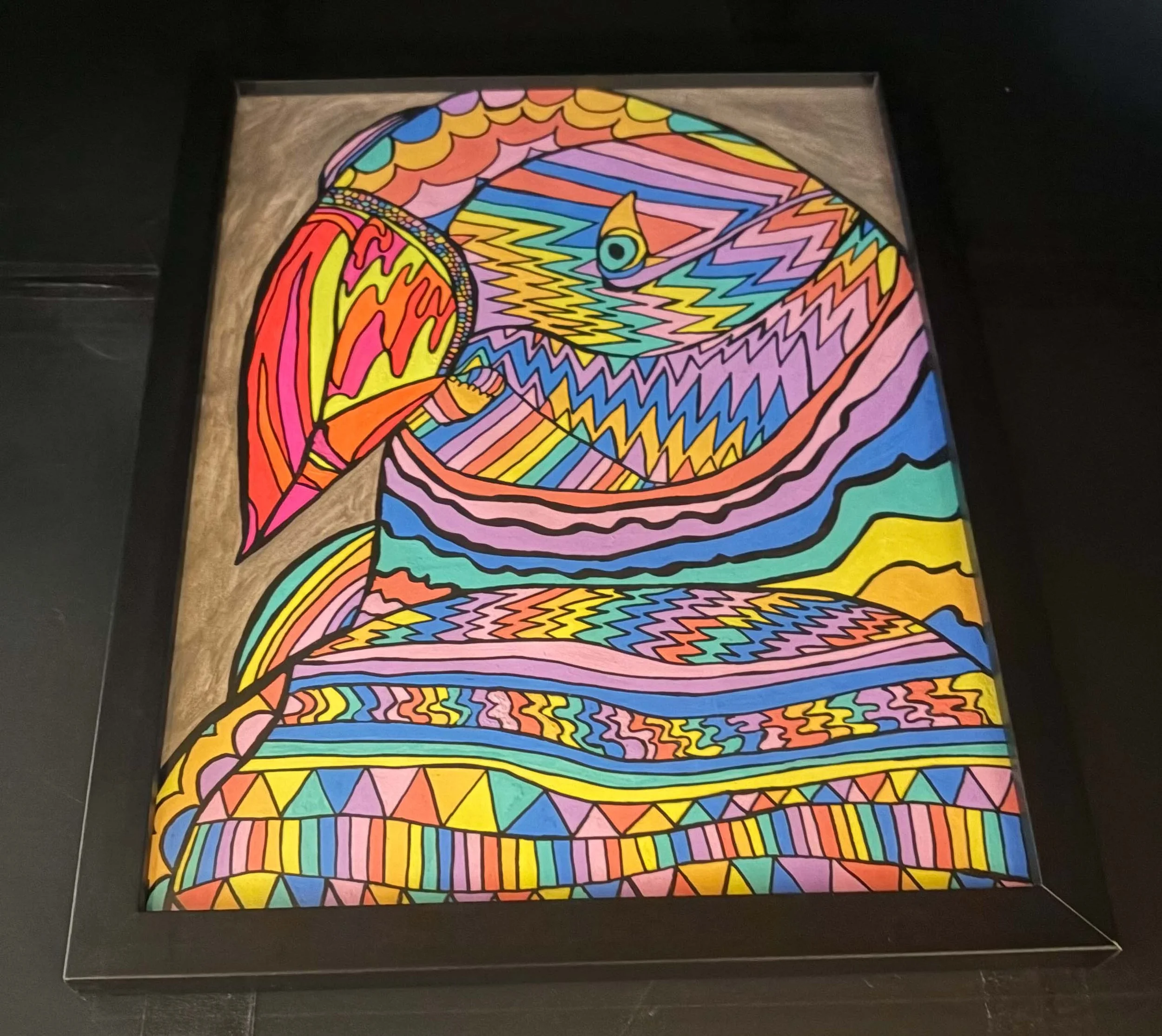 Pastel Parakeet with Neon Beak (Click  or hover over image  for Close up)