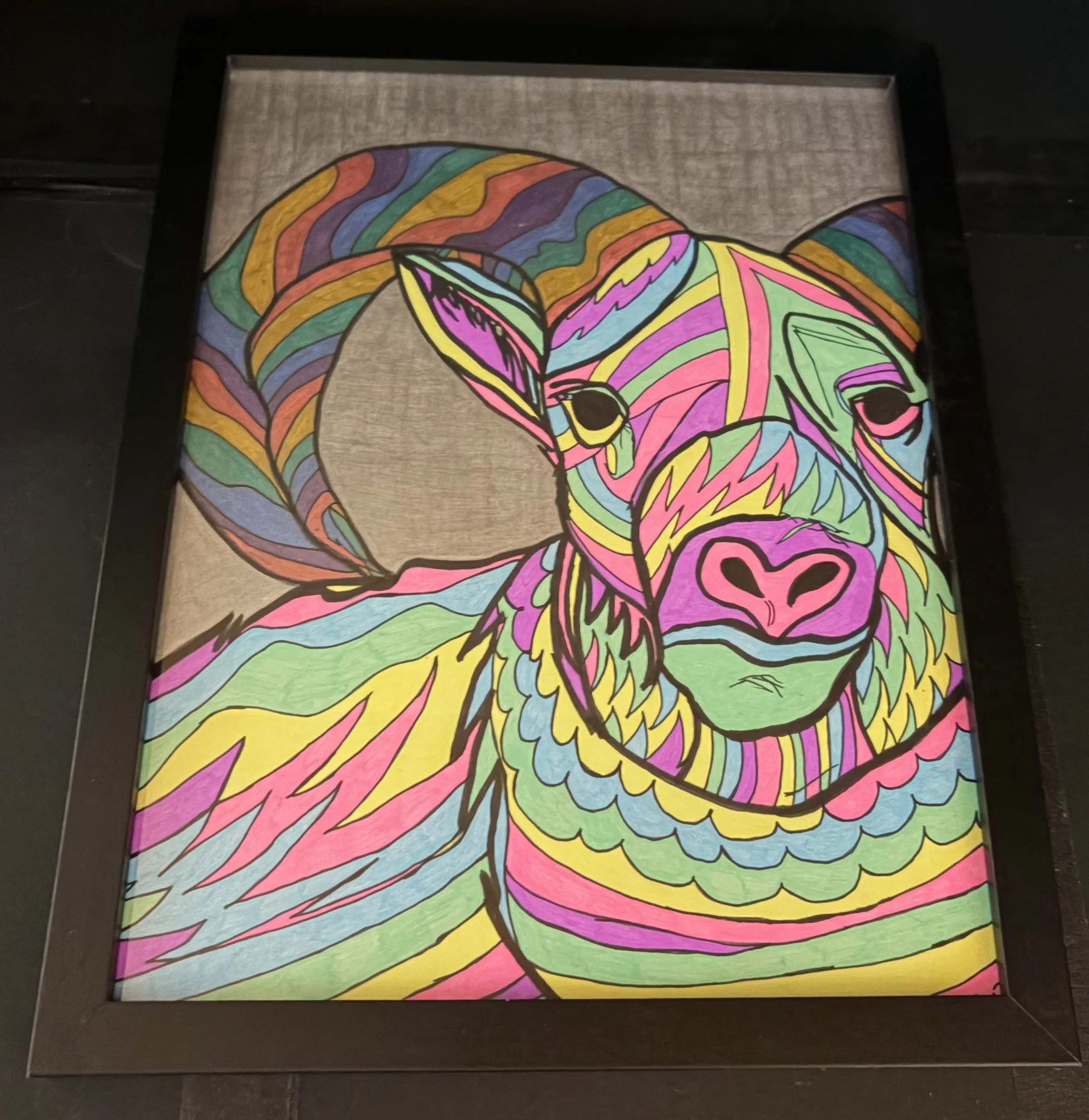 Pastel Ram with Metallic Horns(Click or hover over image for Close up)