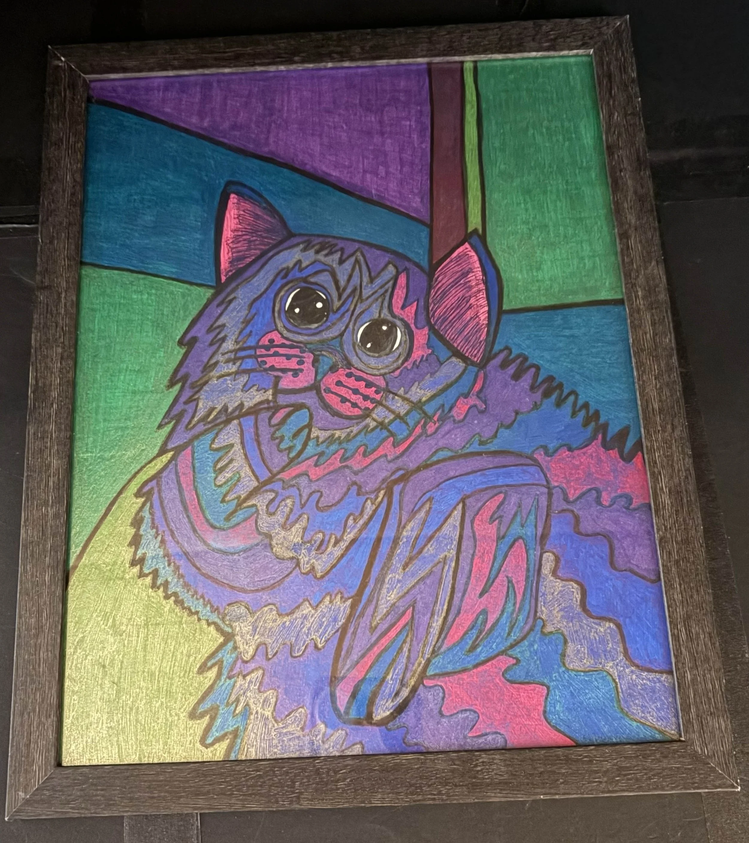 Blue Glitter Drippy Cat(Click  or hover over image  for Close up)