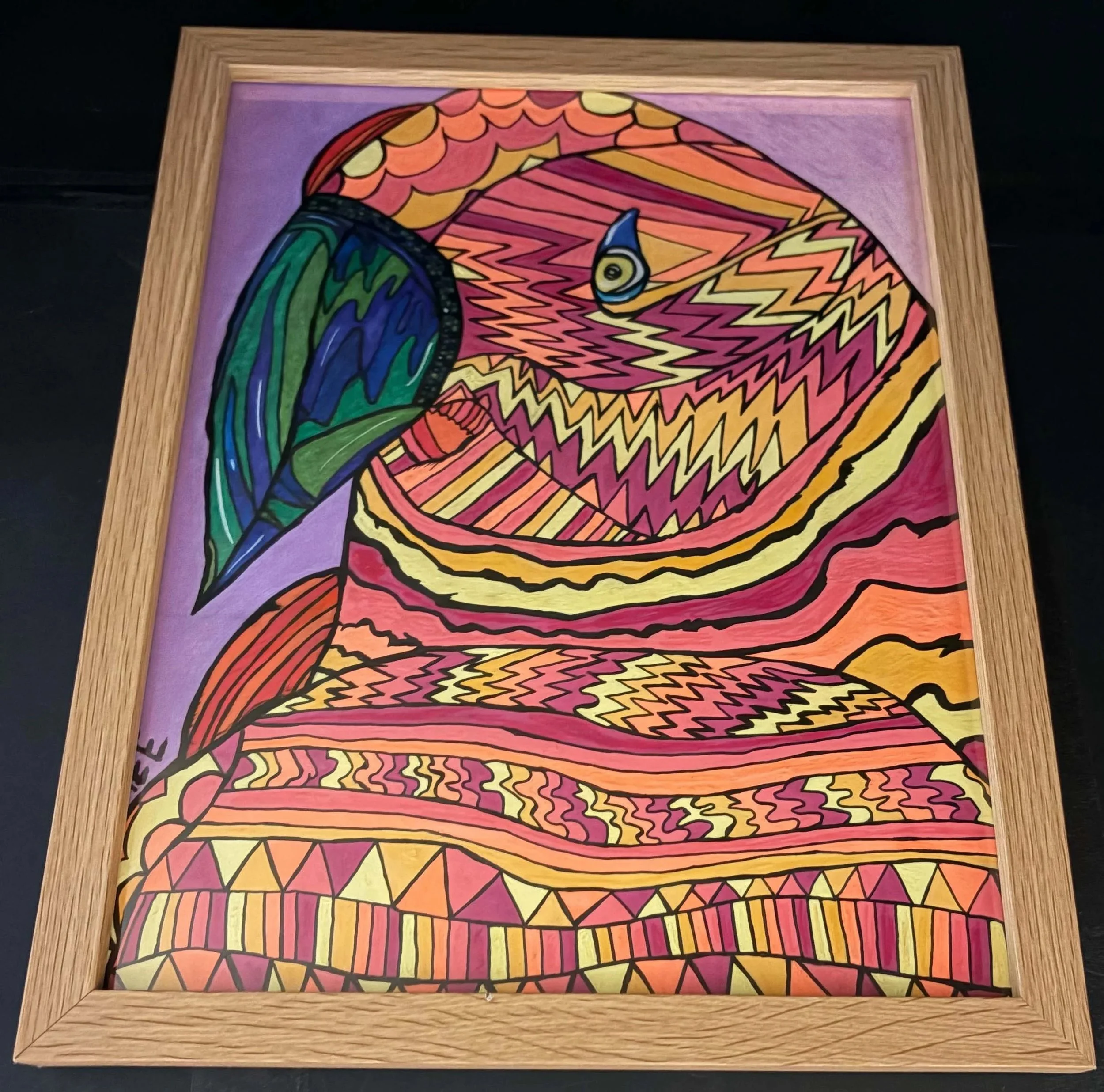 Warm Colored Parakeet with a Cool Beak(Click  or hover over image for Close up)