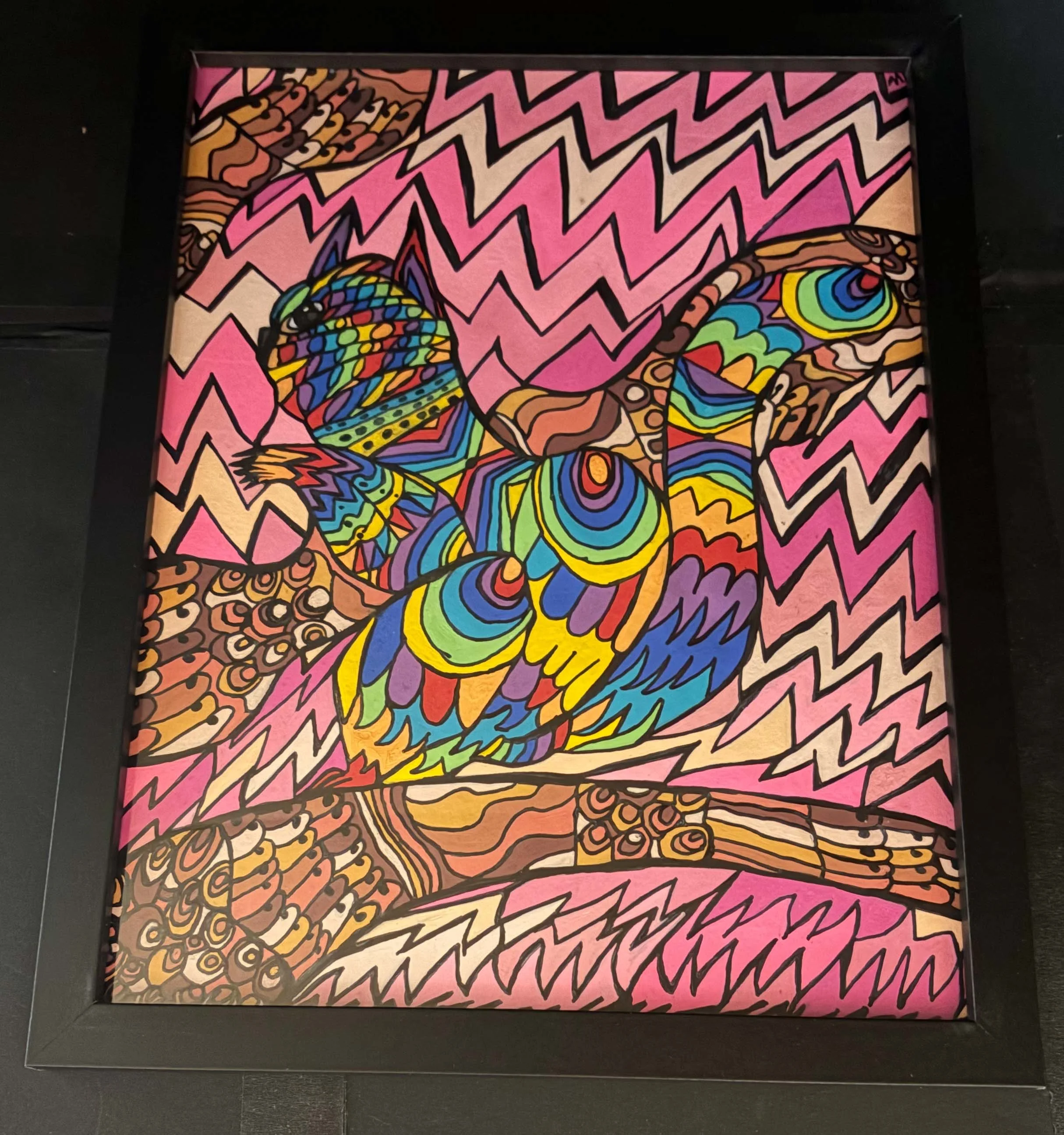 Rainbow Squirrel with Pink Background(Click or hover over image for Close up)