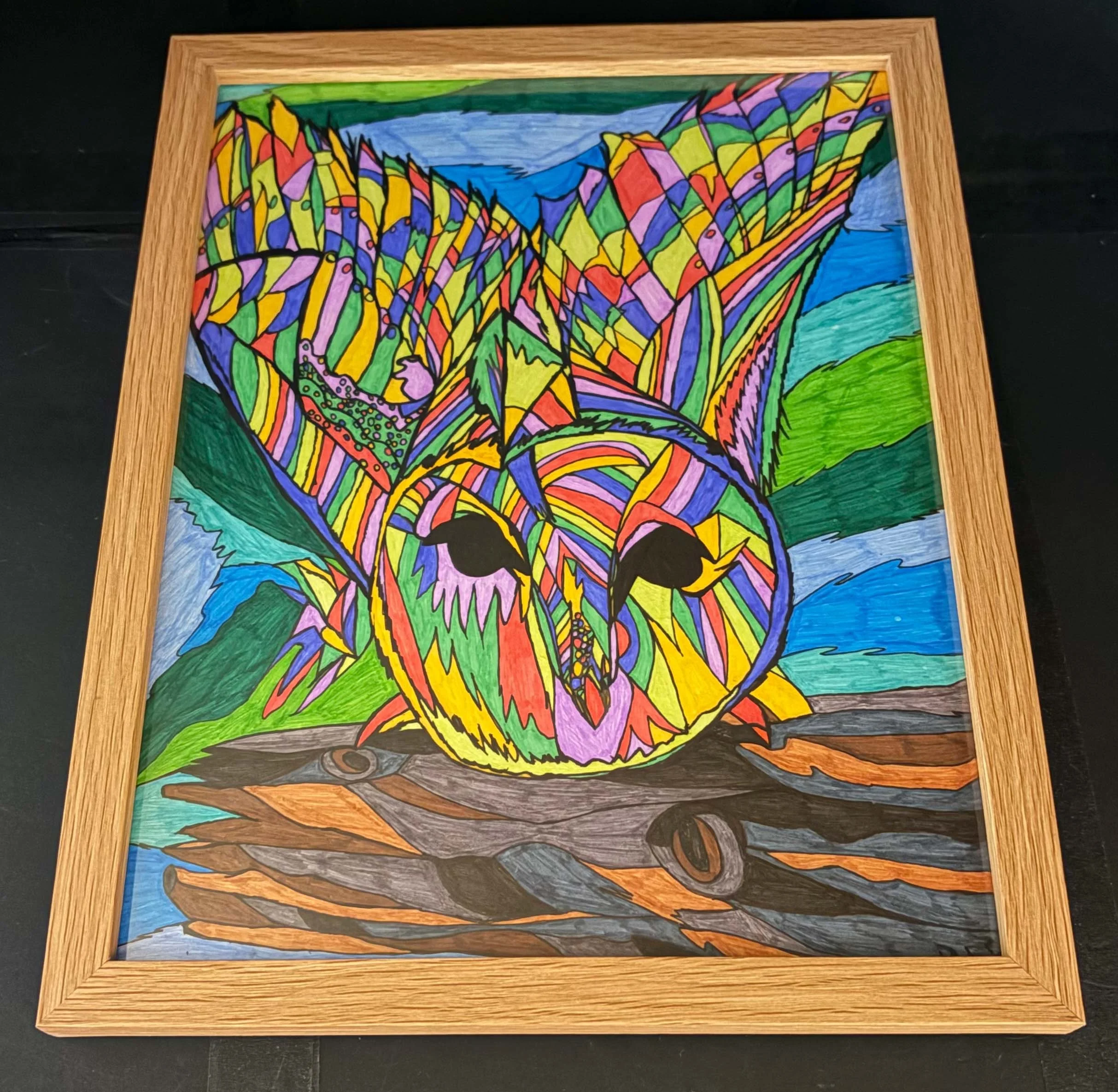 Rainbow In Your Face Owl(Click  or hover over image  for Close up)