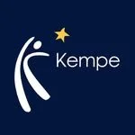 Logo for Kempe featuring a stylized human figure, a star, and the word 'Kempe' on a dark blue background.