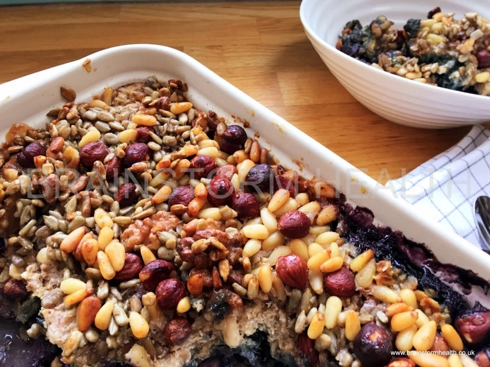 Baked Crunchy Blueberry Porridge
