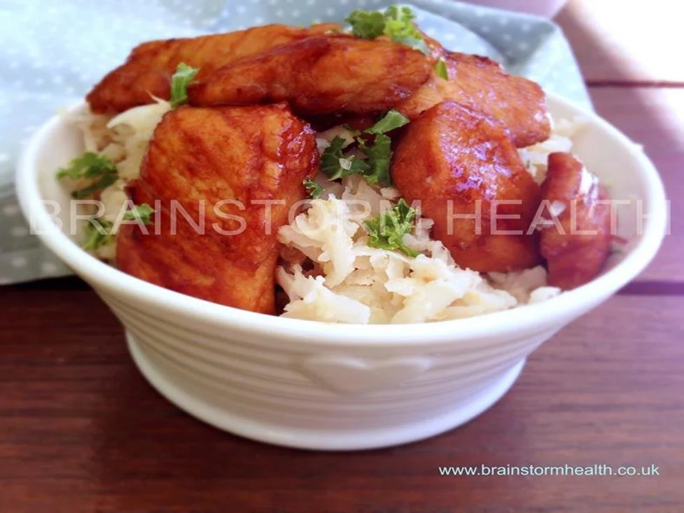 Grain-Free Coconut and Lime Rice with Sweet and Sour Chicken
