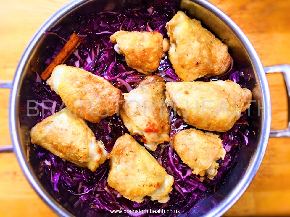 One-Pot Baked Chicken and Red Cabbage