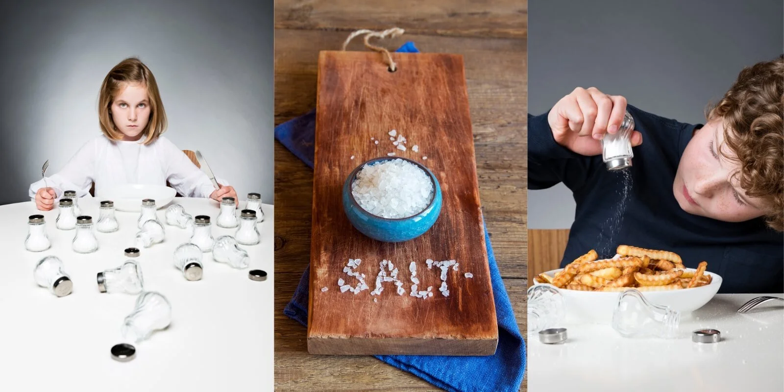 Two children with salt on the table