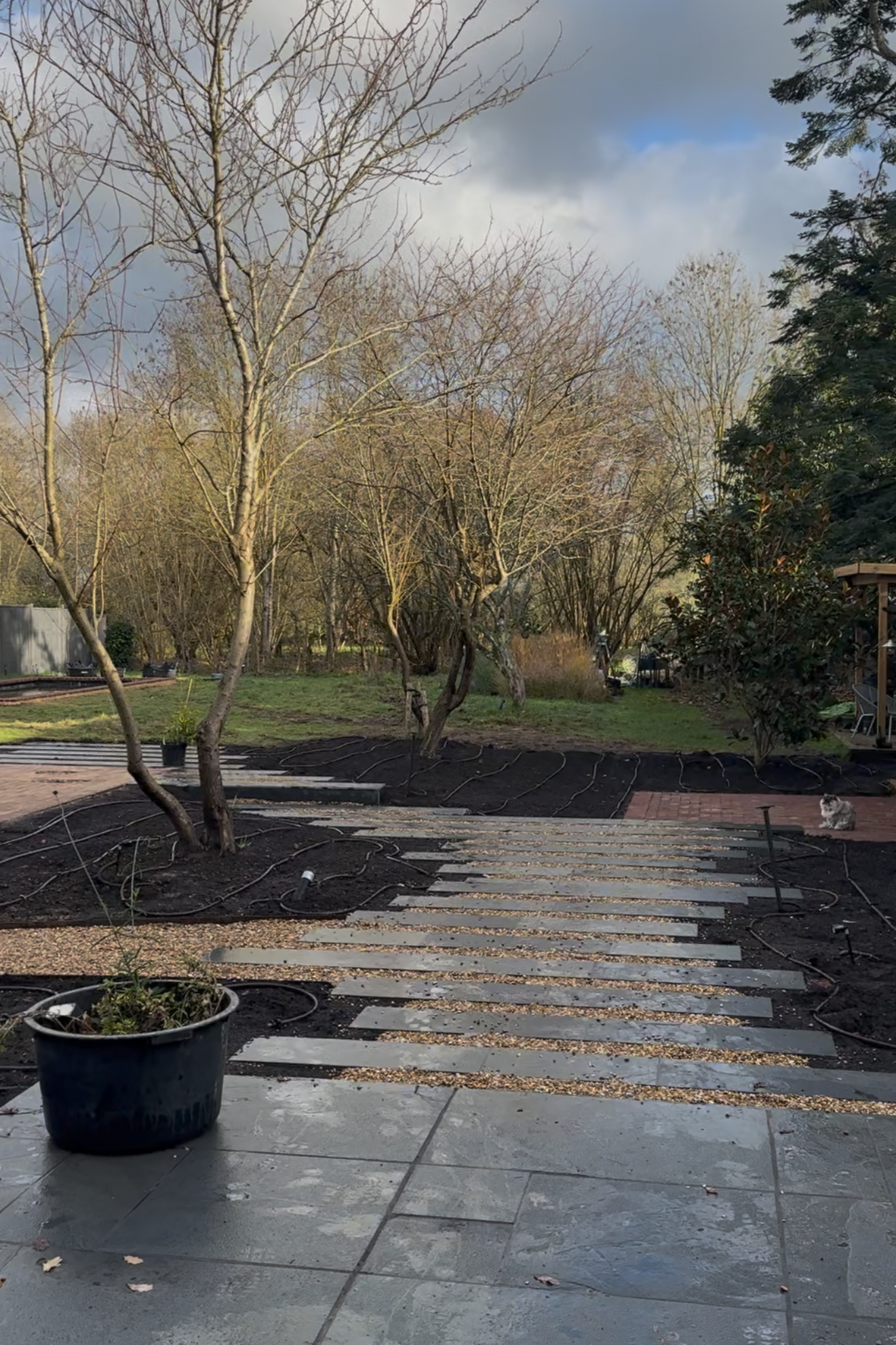 Hard landscaping finished before planting can begin in 2026