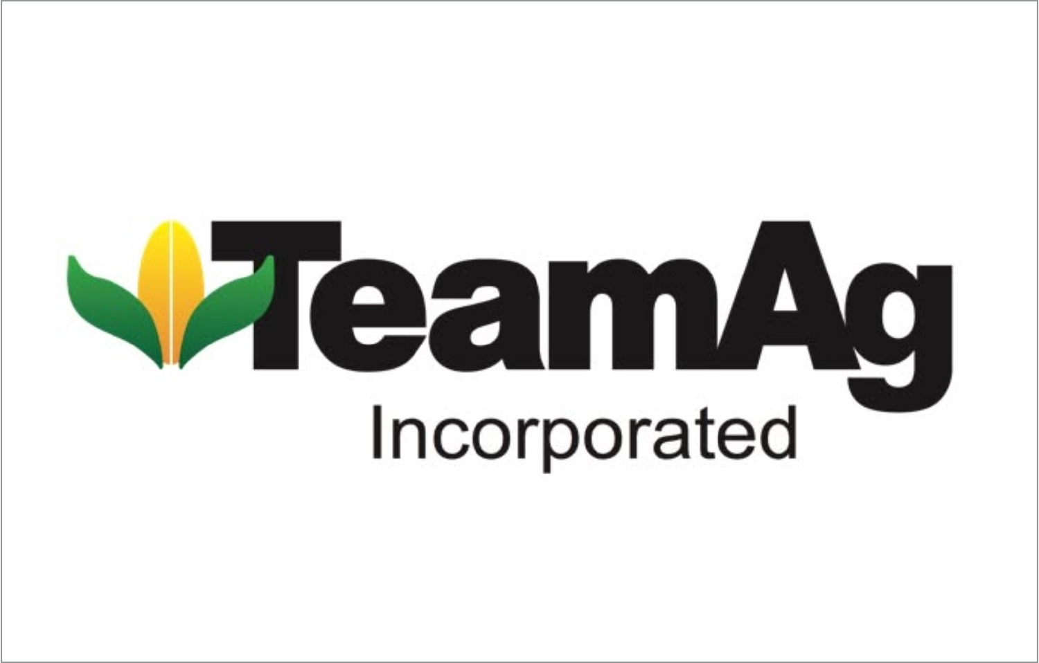 Logo of TeamAg Incorporated featuring a stylized yellow ear of corn with green leaves on either side, and the company name in black text.