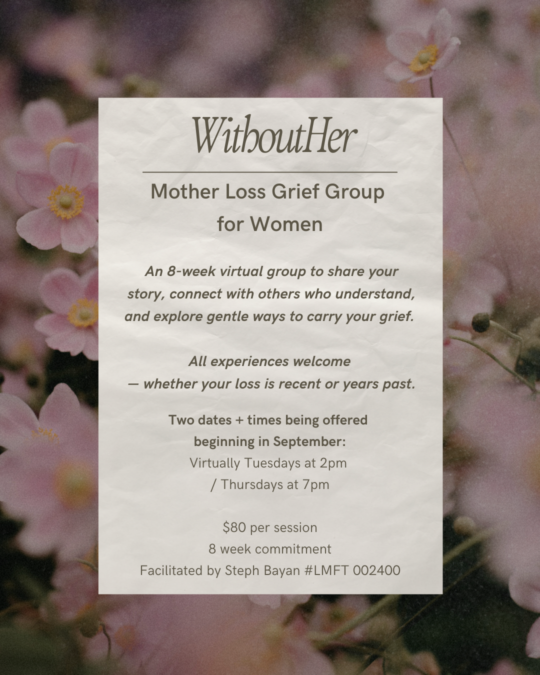 Mother Loss Grief Group (virtual)