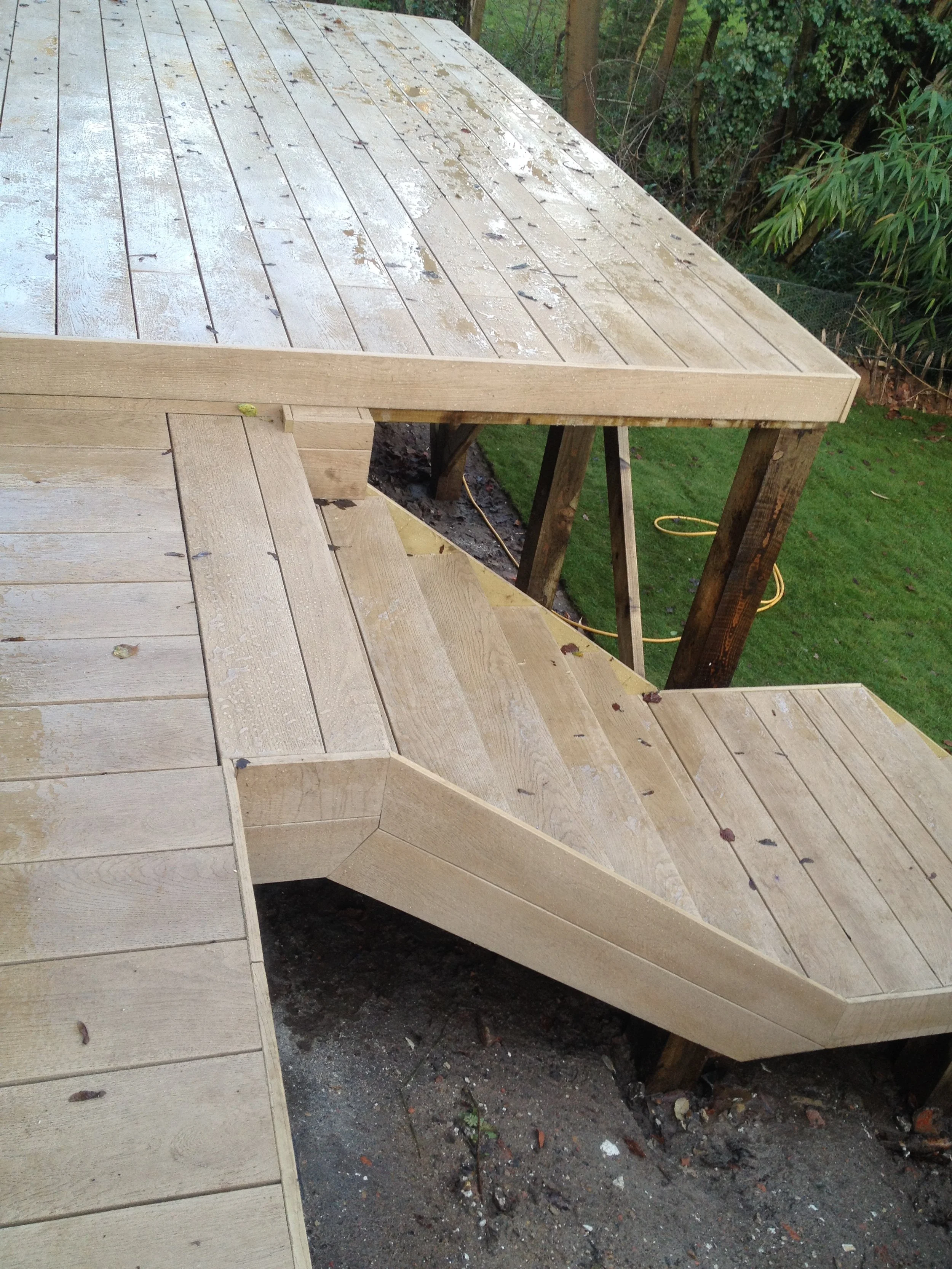 Porcelain paving and Millboard composite decking terrace, Hampshire