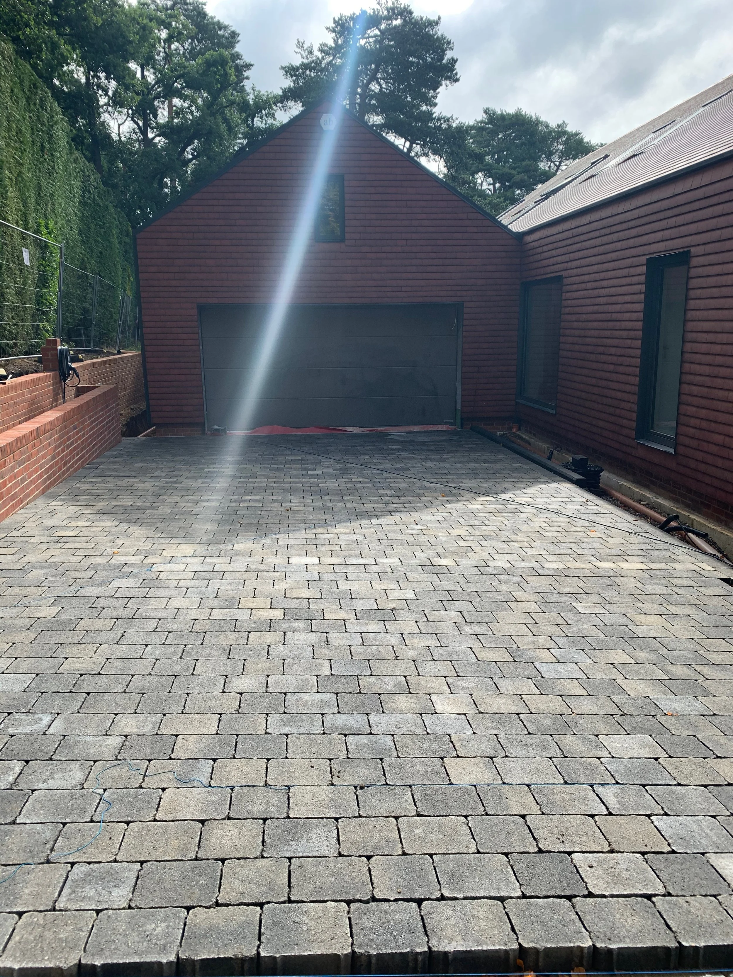 Block paved driveway with granite edging, Farnham