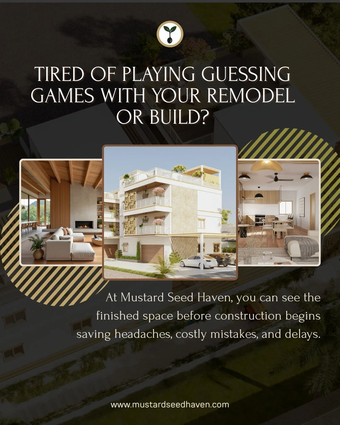 ✨ Clarity Before You Build ✨
At Mustard Seed Haven, we believe in seeing the dream before the demo. Our mission is to deliver clarity and confidence through 3D visuals—helping builders, homeowners, and investors move projects forward with fewe
