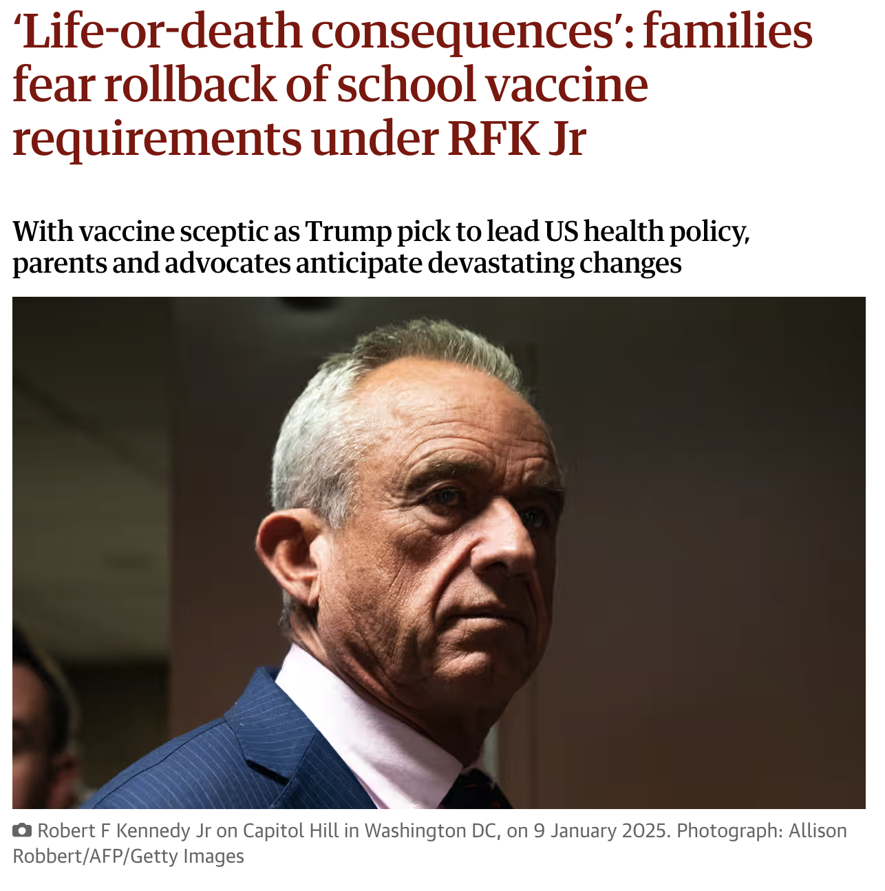 ‘Life-or-death consequences’: families fear rollback of school vaccine requirements under RFK Jr.