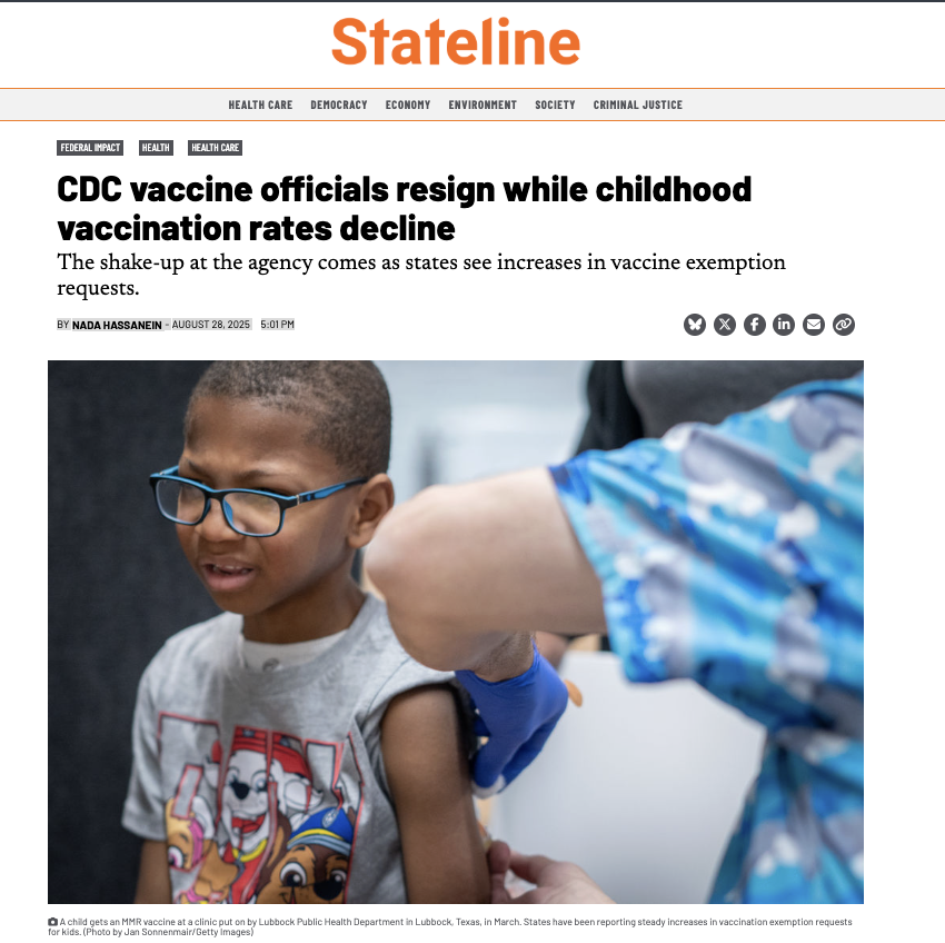 CDC vaccine officials resign while childhood vaccination rates decline