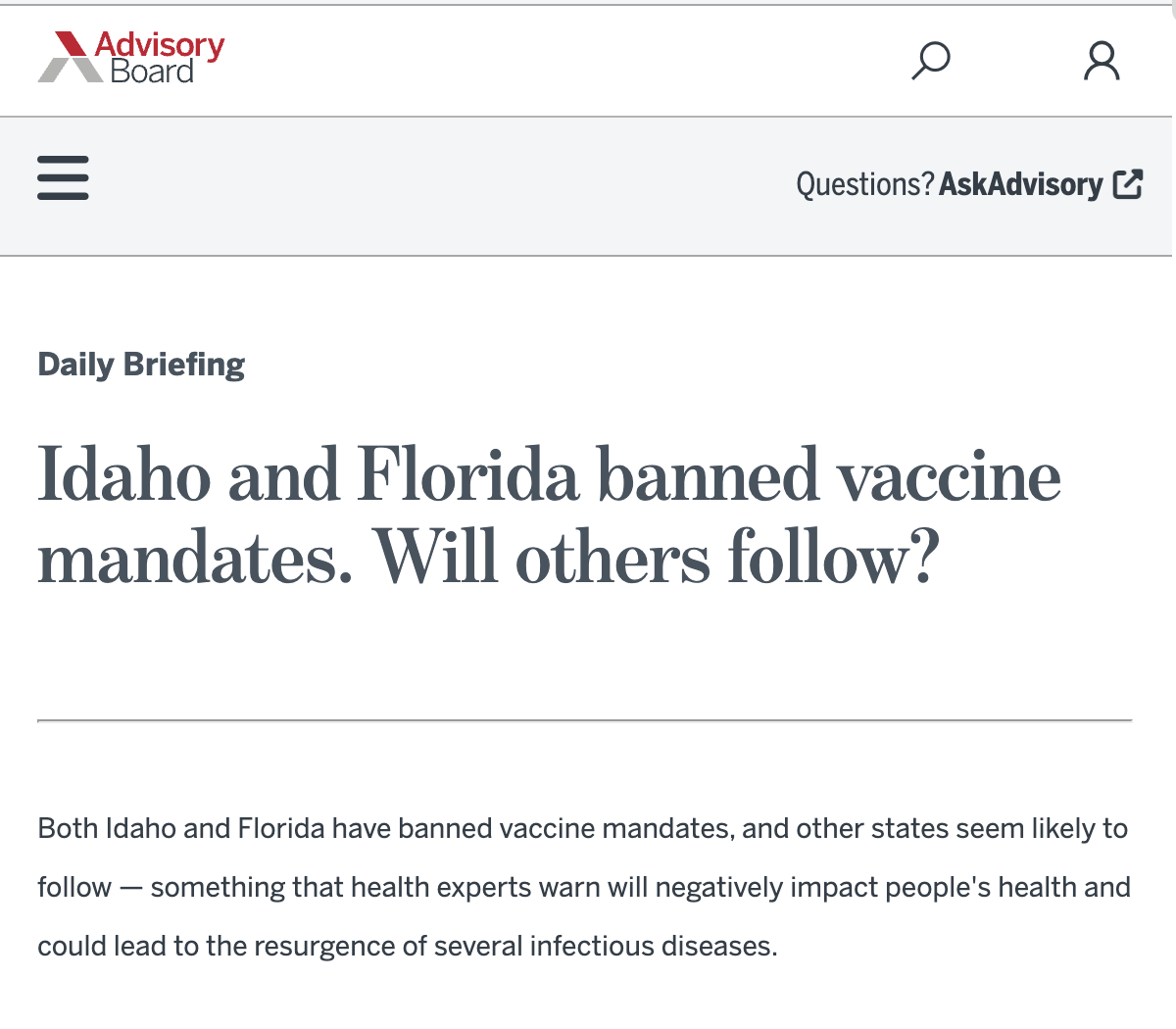 Idaho and Florida banned vaccine mandates. Will others follow?