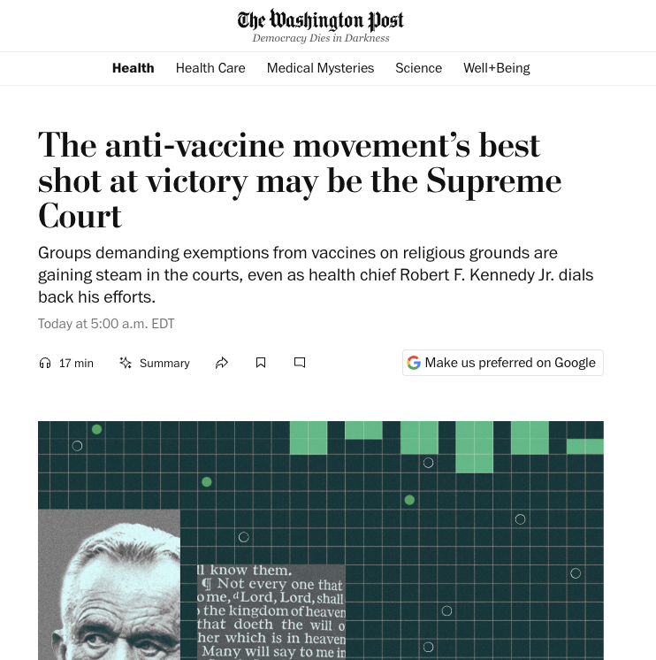 The anti-vaccine movement’s best shot at victory may be the Supreme Court