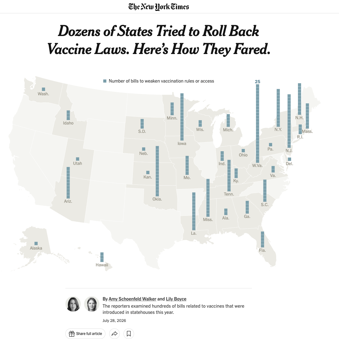 Dozens of States Tried to Roll Back Vaccine Laws. Here’s How They Fared.