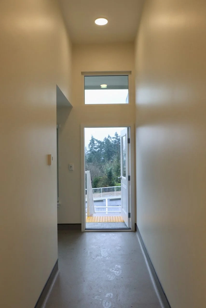 Interior construction details from the completed Salt Spring Island staff housing project. NDY Contracting delivered practical, high-quality finishes for long-term use.