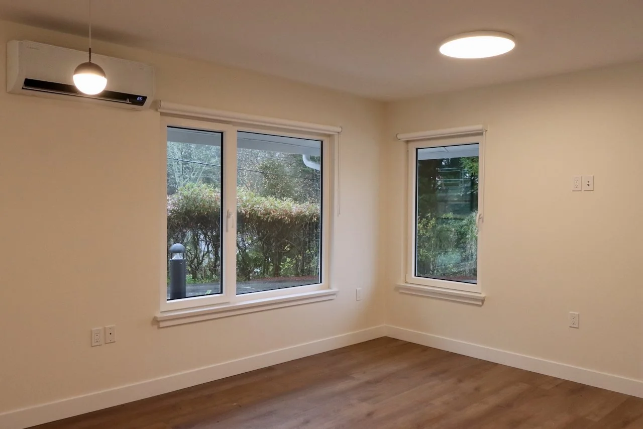 Interior construction details from the completed Salt Spring Island staff housing project. NDY Contracting delivered practical, high-quality finishes for long-term use.