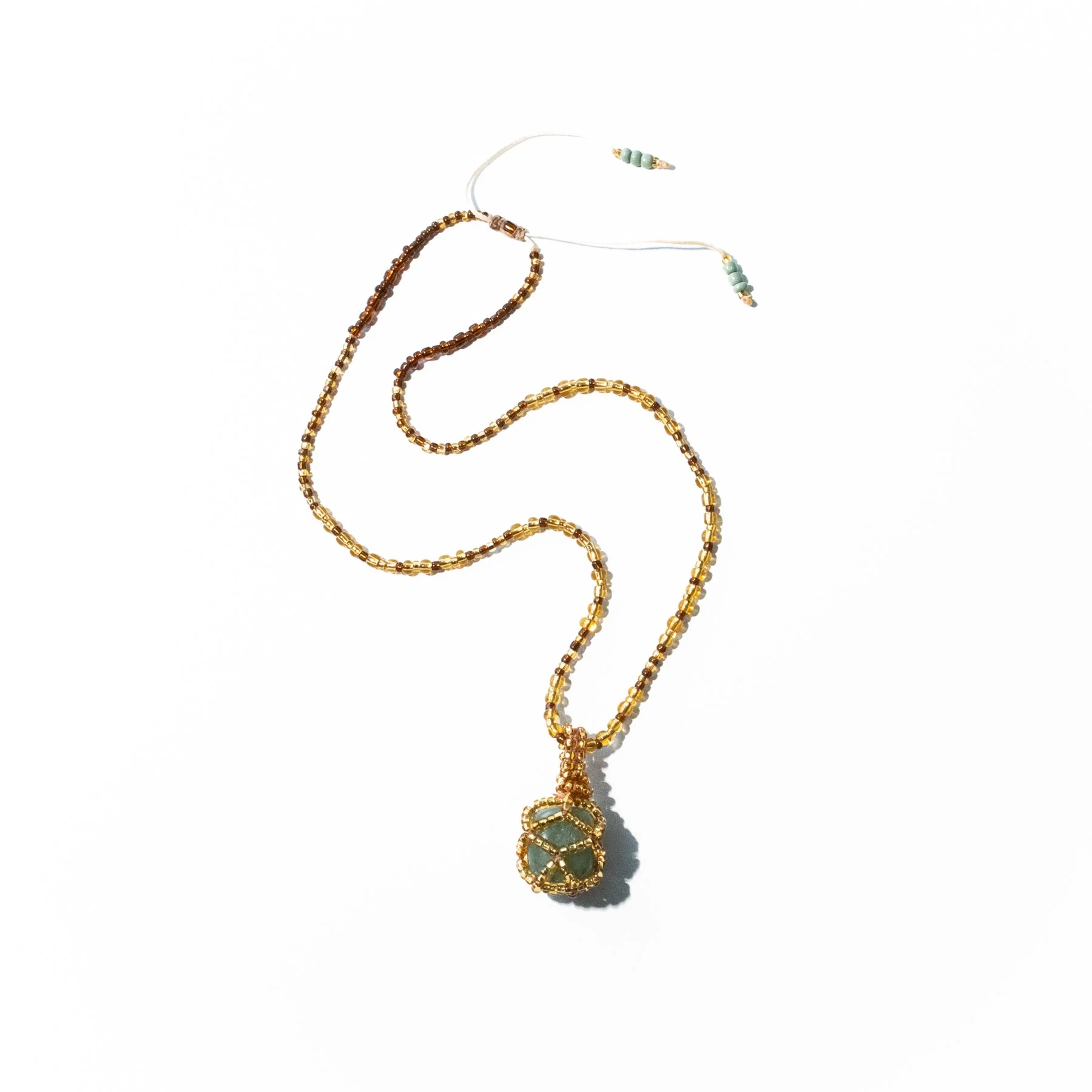 Stone Pendant Mint & Gold